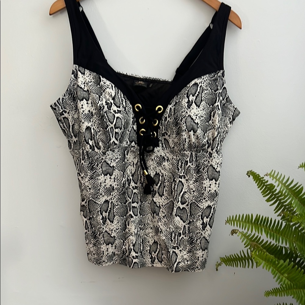 Black and Gray Snake Print Women's Top